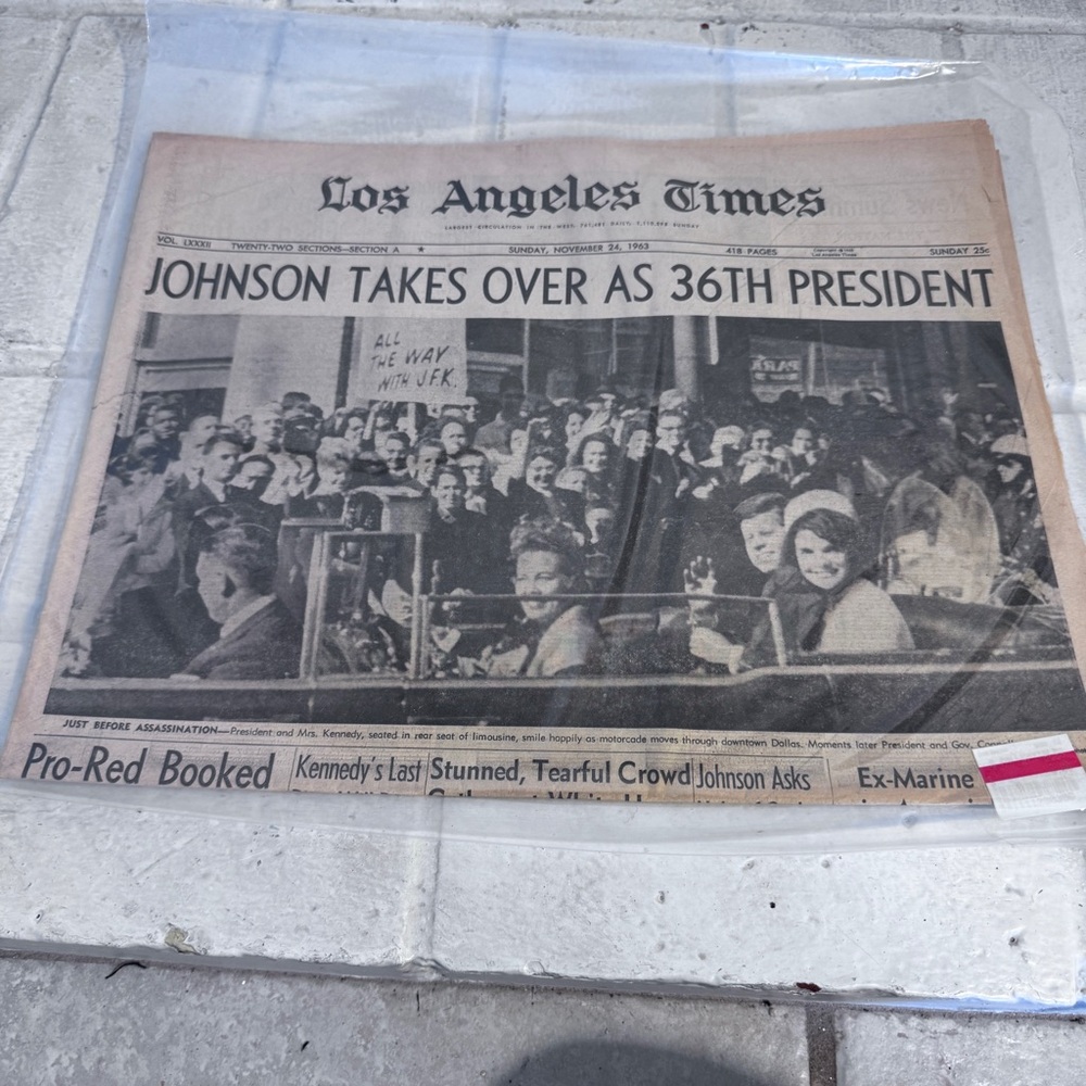 LOS ANGELES TIMES front section of the newspaper dated Sunday, Nov. 24, 1963